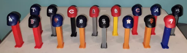 MLB PEZ Dispensers Baseball Hats Caps - 16 Piece Collectors Set