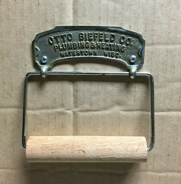 Antique Wolverine Brass Works Toilet Paper Holder Nickel Brass Vintage.1666-21B