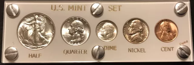 1946 Silver US Mint Set Gem BU Coins In White Capital Holder