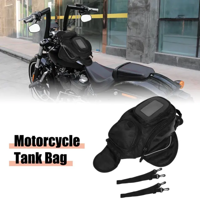 Universal Motorbike Tank Bag Oxford Waterproof Magnetic with Big Window Black