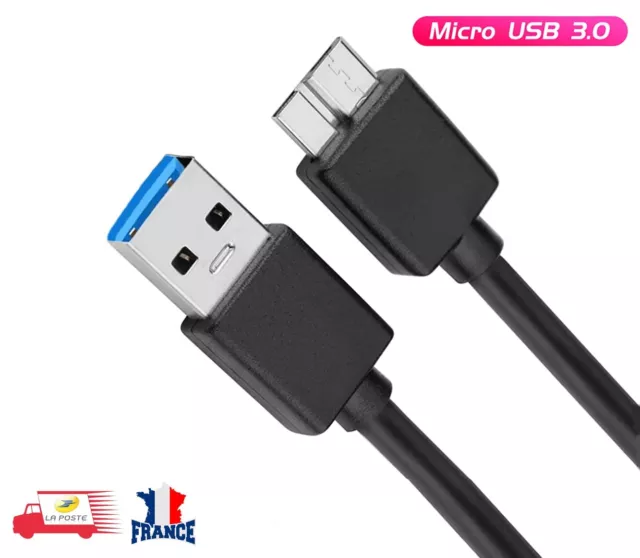 Câble USB 3.0 Mâle vers Micro B pour Disque Dur Externe HDD SSD 1m