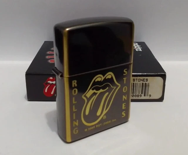 Zippo 2006 A 06 Rolling Stones Mocha Latte Flat Bottom Brass Insert