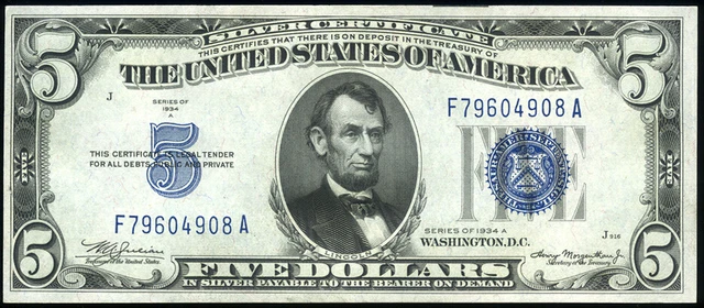 $5 1934A Silver Certificate FR#1651 Choice Uncirculated ******LOOK******