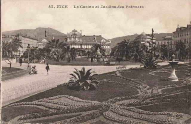 Nice France, Le Casino et Jardins des Palmiers, Vintage Postcard