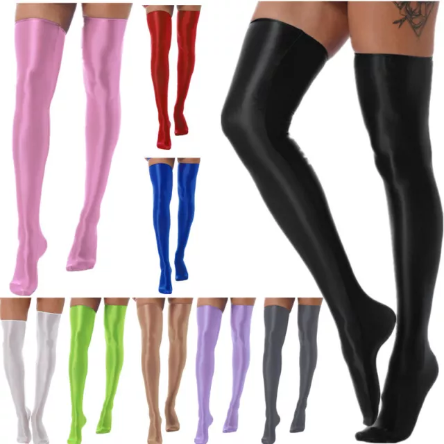 Sexy Womens Glossy Thigh-High Socks Stockings Stretchy Pantyhose Knee High Socks