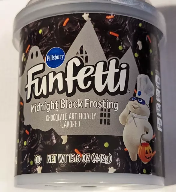 PILLSBURY FUNFETTI MIDNIGHT Black Frosting Icing Chocolate Halloween 10