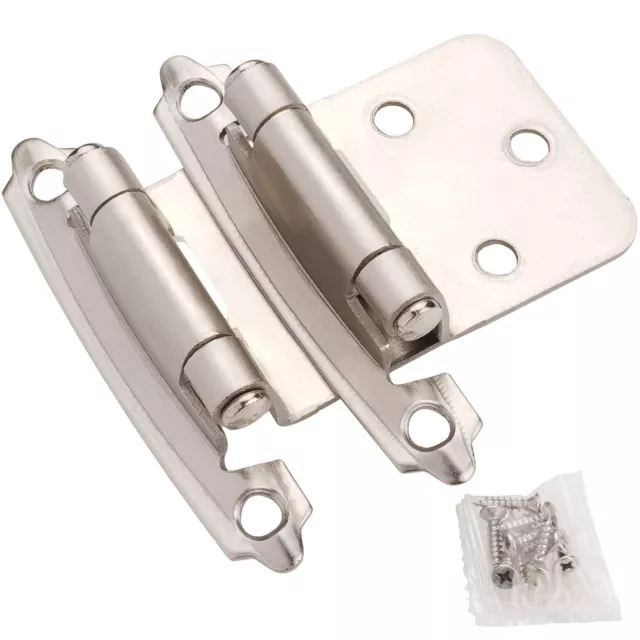 DecoBasics Cabinet Hinges Brushed Nickel for Kitchen Cabinets Doors 5 Pair -1...