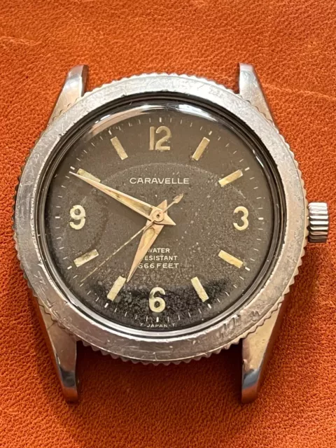 Caravelle By Bulova, Vintage Divers Watch Patina Dial Ghost Bezel, Running!!