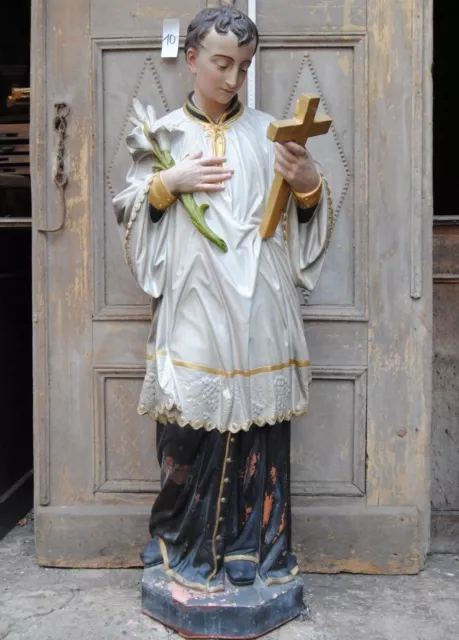 Große Skulptur Figur Hl. Aloisius Terracotta Heiligenfigur Kirchenfigur 115 cm