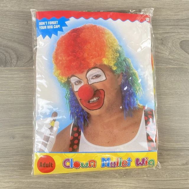 Amscan Adult Rainbow Color Circus Clown Mullet Costume Wig Halloween Dress Up