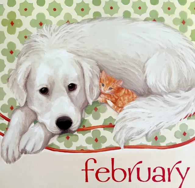Labrador Kitten February Dog Days Poster Calendar 14 x 11" Art Leigh DWDDCal