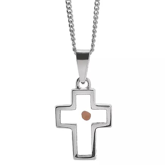 Silver Plated Box Cross With Mustard Seed Necklace