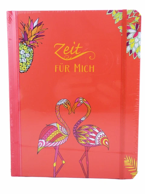 Eintragbuch, Tagebuch, Ausmalbuch Zeit für mich Flamingo 96 S. 19.5 cm x 14 cm