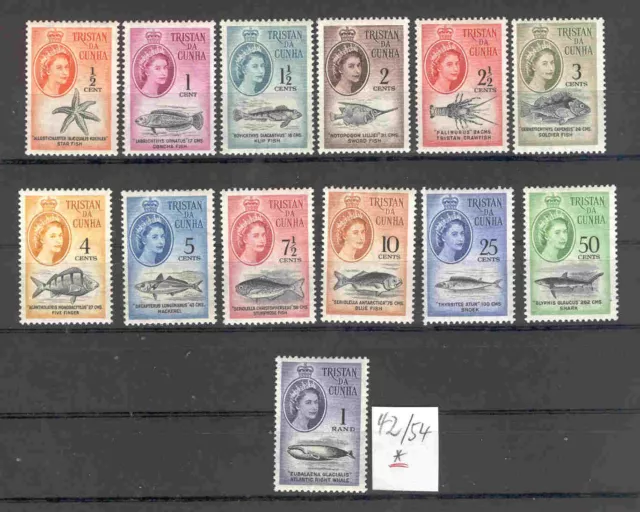 TRISTAN DA CUNHA (Brit.) - Mi.Nr. 42/54  Freimarken 1961  kopl. Ausg.  m. Falz