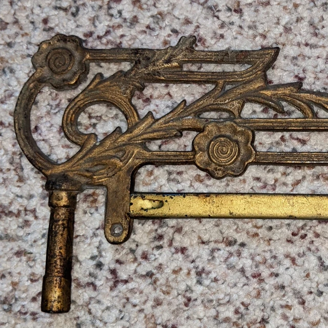 Antique Swing Arm Curtain Rod Ornate Cast Iron Art Nouveau Magnetic Numbered 3