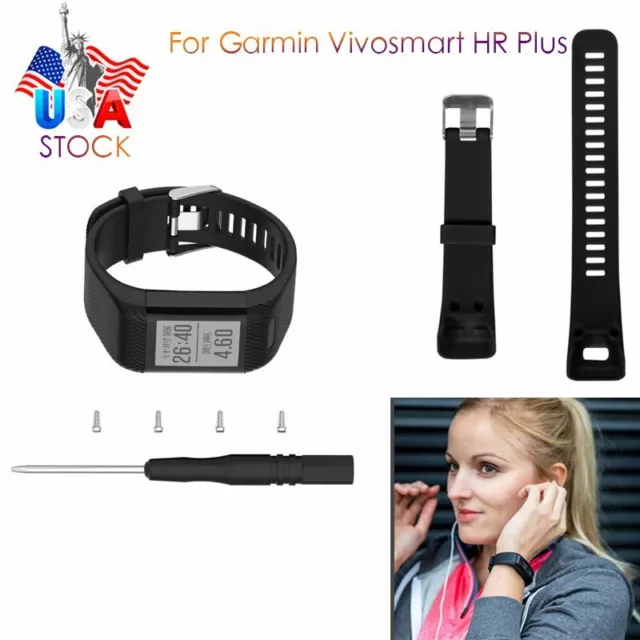 Replacement Silicone Bracelet Strap Band For Garmin Vivosmart HR Plus Watch US