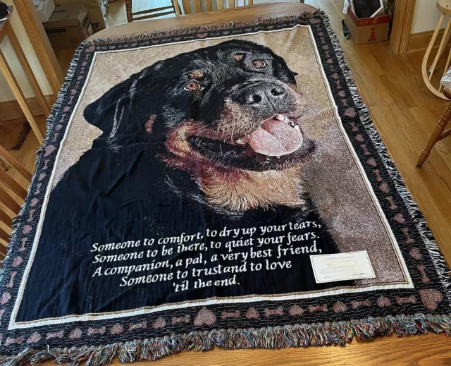 Danbury Mint Throw Blanket Someone to Comfort Rottweiler COA Approx 47 X 69