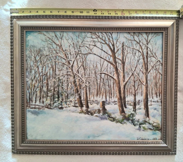 VINTAGE FRAMED WINTER Original Oil Painting On Board Signed 20x24 $129. ...