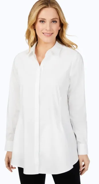 Foxcroft White Blouse Cici Essential Pinpoint Non-Iron Tunic Womens 16 XL