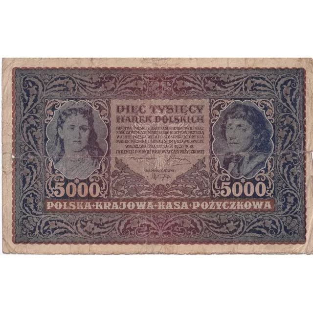 [#195869] Poland, 5000 Marek, 1920, 1920-02-07, KM:31, VG