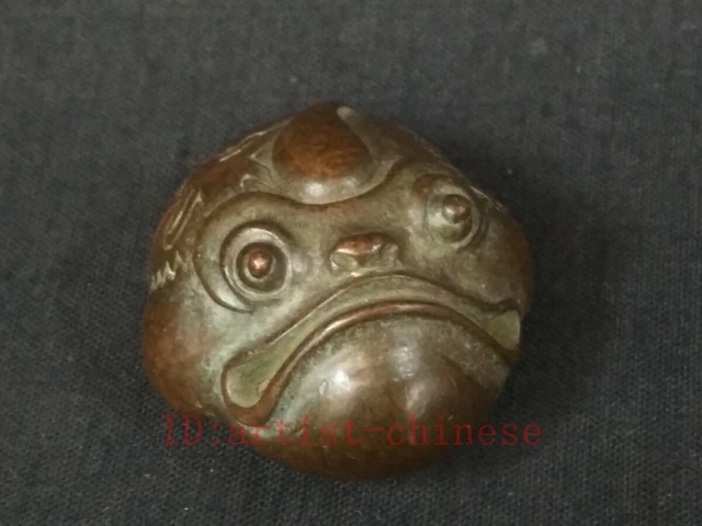 Collection Chinese Bronze Carving Jin Chan Statue Paperweight Decoration gift