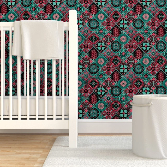 Removable Water-Activated Wallpaper Traditional Spanish Tiles Ceramic Tile 3