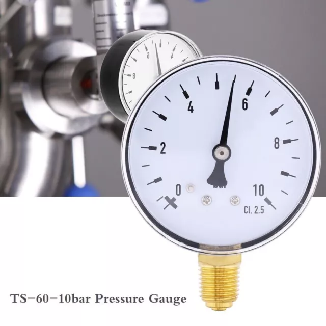 Oil Water Pressure Gauge 1/4 Inch? NPT 0-10 Bar Side Mount Manometer Accurate