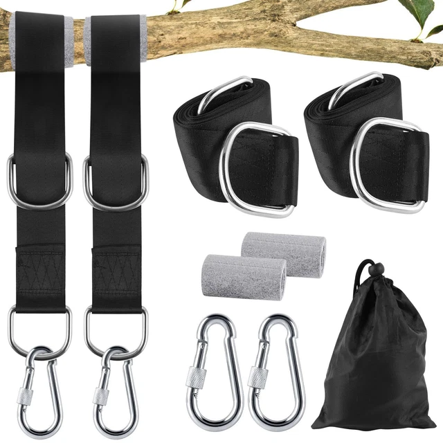Kit Sangles Suspension Balançoire Arbre 1,5 M – Support 300 Kg, Mousquetons Et Coussinets De Protection Inclus - 6