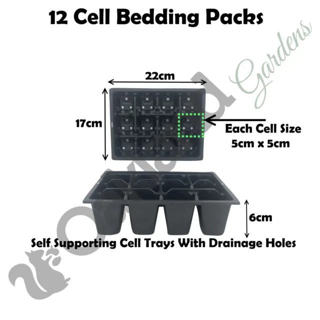 12 Cell Multi Tray Garden Bedding Pack Plug Plant Half Size Seed Sowing Trays