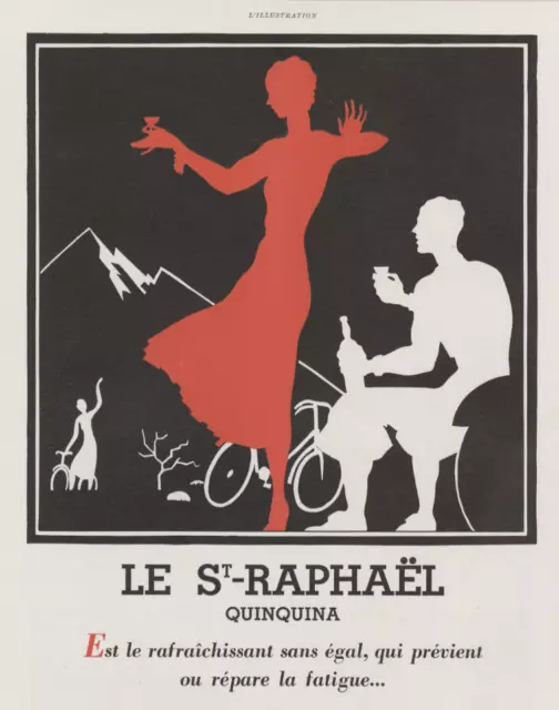 "ST.RAPHAËL" Annonce originale entoilée pour L'ILLUSTRATION années 30   32x39cm 