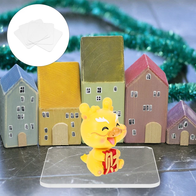 6 Pcs Acrylic Collectible Figures Square Base Bases Miniature Stands