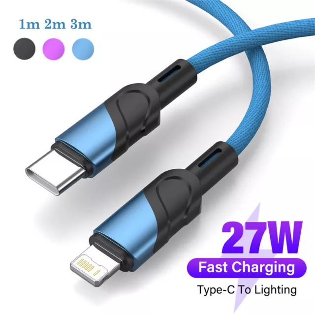 Type C USB C to iPhone 8 7 Plus X 14 13 12 11 Fast Charge Charger Cable PD 27W