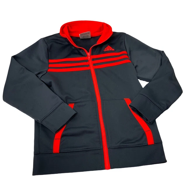 Adidas Track Jacket 3 Strip Long Sleeve Zip Up Gray Kids Size 5