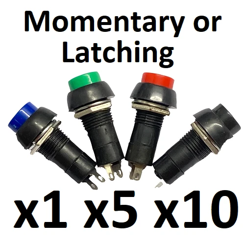 LATCHING OR MOMENTARY Round Push Button Switch 12mm SPST EUR 3,02