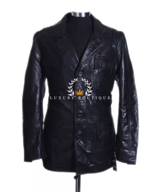 Freddie Black Men's New Safari Style Smart Real Lambskin Leather Fashion Jacket