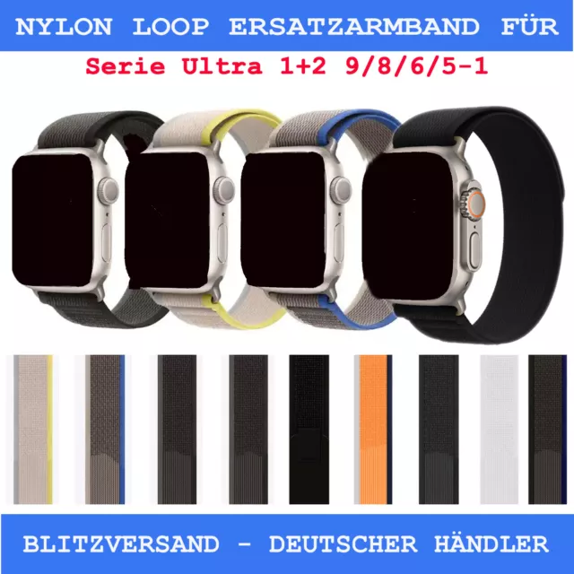 Nylon Loop Trail Loop Ersatz Armband für die Apple Watch 9 8 7 6 5 4-1 SE Ultra