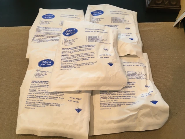 Lot of 5 MedStream Dressing Change Trays New Sealed with Face Masks