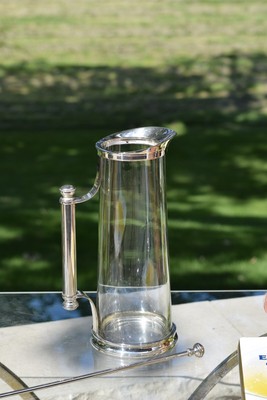 Vintage Godinger Silver Plate and Glass Cocktail Pitcher & Stirrer, 1970'due south 3