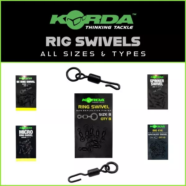 KORDA SWIVELS - FULL RANGE | NEW - ALL TYPES & SIZES - Carp Fishing Rig Swivels