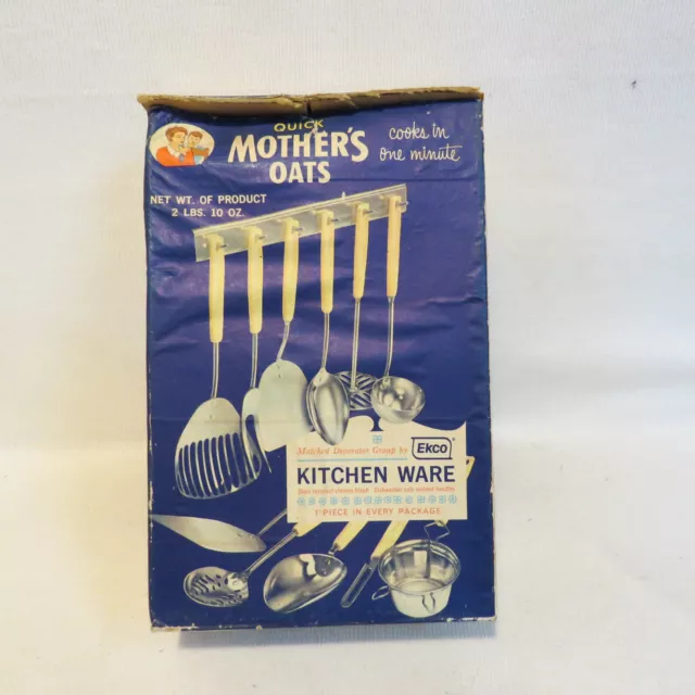 RARE! Vintage Quick Mothers Oats Box with EKCO Kitchen Ware Quaker Oats 1950s