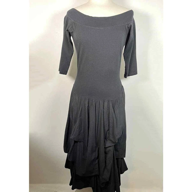 Luna Luz 3/4 Sleeve Belleza Midi Dress with Ties L Black Off the Shoulder