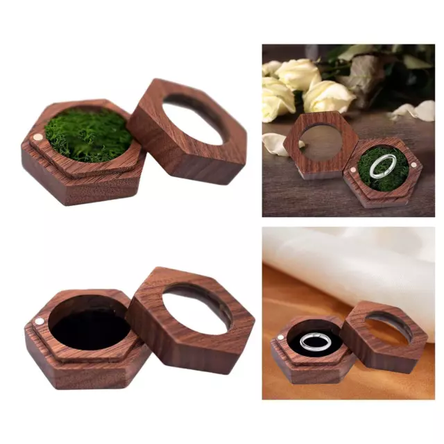 Ringbox aus Holz, schwarzes Walnussholz, kleine Geschenkbox für Ohrringe,