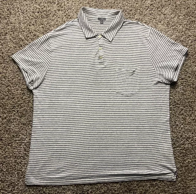 Vince Linen Polo Shirt Mens XXL 2XL Striped Short Sleeve