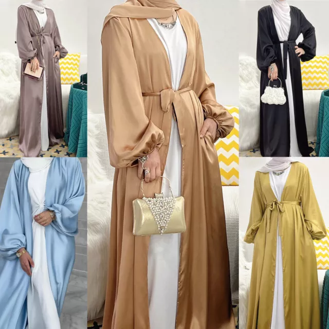 Abaya Women Open Kaftan Robe Muslim Cardigan Dress Ramadan Dress Kimono Gown