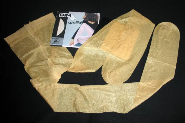 Collant T 1 France Dim Métallisé Effet Brillant Gold Or Nylon Lycra Look Mode