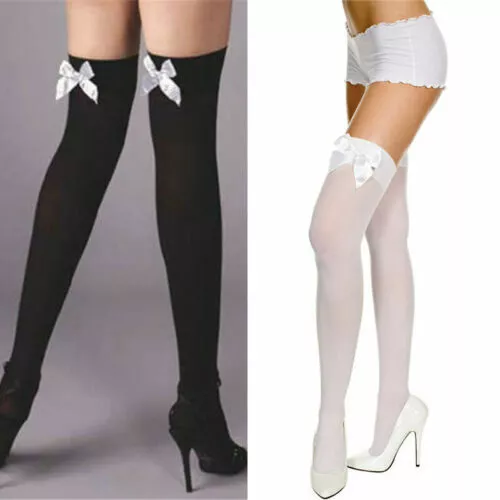 UK Stockings Long Over the Knee Women's Bow Lace Socks Sexy Ladies Thigh High