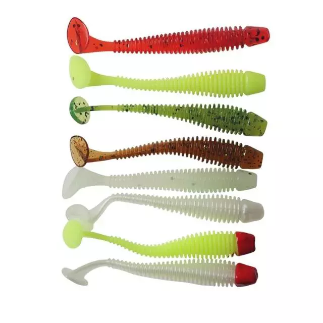 SOFT SHAD FISHING Lures Ribbed T Paddle Tail for Ned Dropshot Jighead 6cm  1.3gx5 £3.79 - PicClick UK