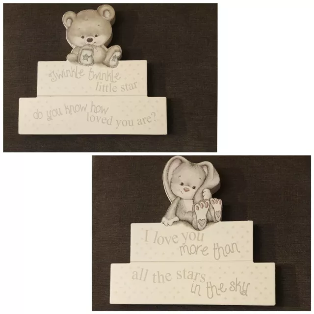 Plaques en bois lapin ours étoile scintillant chambre crèche déco bébé cadeau unisexe