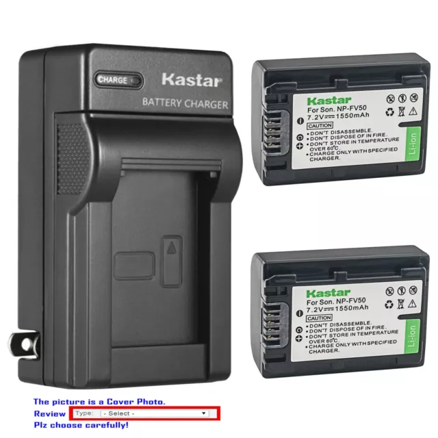 Kastar Battery Wall Charger for Sony NP-FV50 NP-FV30 & Sony FDR-AX43 Handycam
