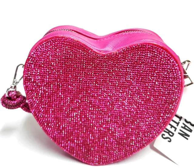 Kimchi Blue Diamonte Heart Shaped Baguette Bag Crossbody Pink Rose Crystals NWT 3